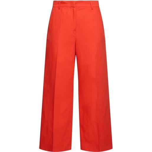 WEEKEND MAX MARA pantaloni larghi zircone in tela di lino e cotone