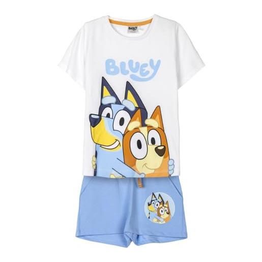 CERDÁ LIFE'S LITTLE MOMENTS maglietta e pantaloncini bluey - colore blu e bianco - taglia 4 anni - set bambino - realizzato in 100% cotone 220 g/m2 - stampa bluey - prodotto originale disegnato in spagna