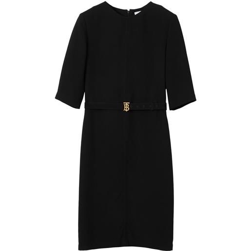 Burberry abito midi con monogramma - nero