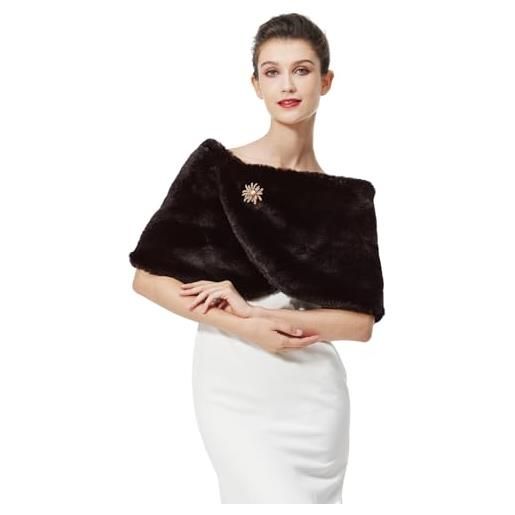 BEAUTELICATE donna pelliccia sintetica stola elegante coprispalle scialle winter per abito da sposa matrimonio invernale cerimonia sposa damigella