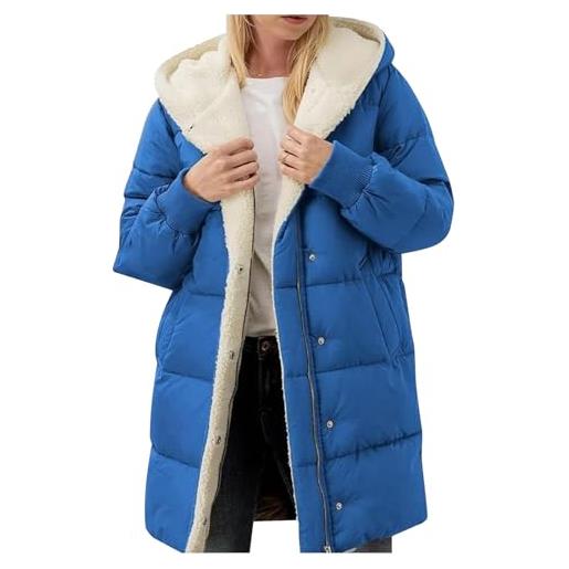 DaPongZhi giacca invernale da donna, leggera, calda, con tasche, piumino 100 grammi donna lungo, per attività all'aperto, casual, con cappuccio, giubbotto donna mezza stagione (navy, xl)
