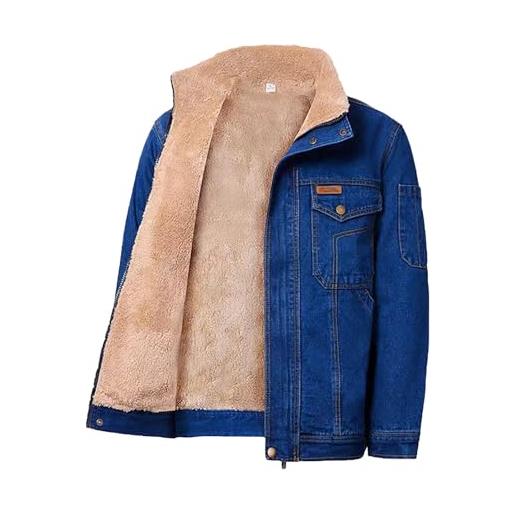 Generico giaccone in panno moda da uomo, giacca in peluche da camion, classica, con fessura casual, vestibilità slim giaca invernali giubbotto invernale senza maniche (blue, l)