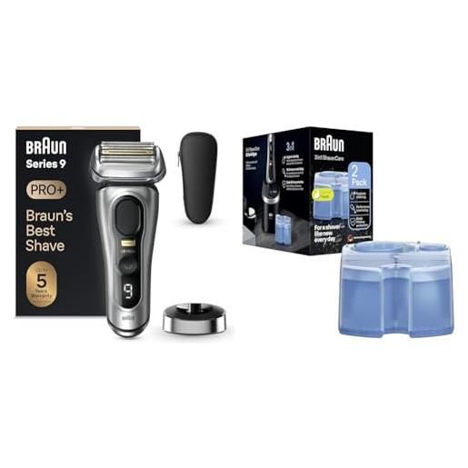 Braun series 9 pro+ rasoio elettrico barba, regolabarba uomo, rifinitore di precisione + shaver. Care 3in1 cartucce di ricarica originali per stazione smart. Care