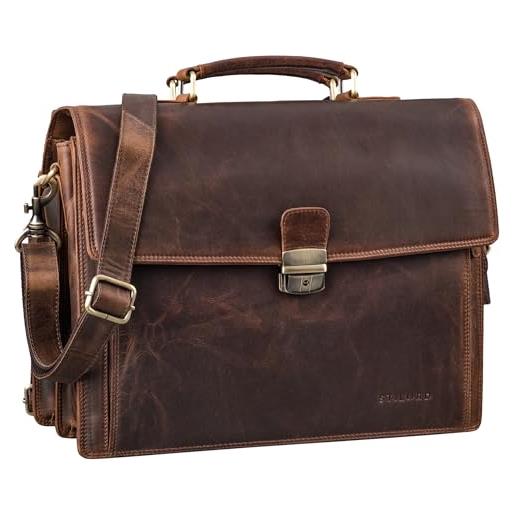 STILORD 'noel' cartella in vera pelle uomo - borsa vintage con scomparto per laptop 13,3 pollici - borsa a tracolla classica con fissaggio per trolley, colore: soria - marrone