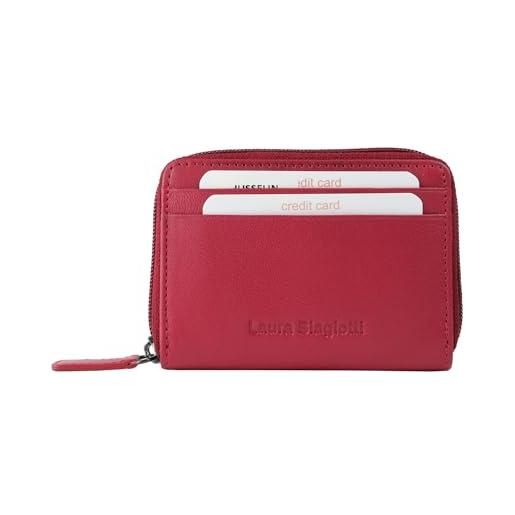 Laura Biagiotti, portafoglio donna in vera pelle, piccolo con interno multicolore e scatola regalo
