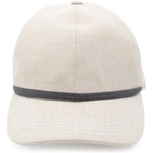 Brunello Cucinelli cappello da baseball con decorazione monili - toni neutri
