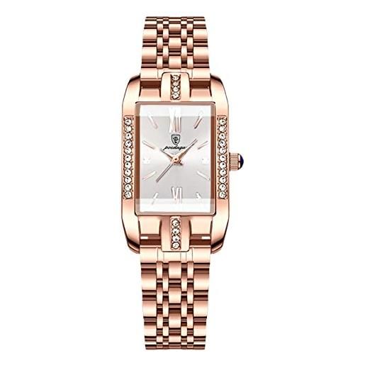 RORIOS orologio donna moda rectangle orologio analogico al quarzo orologio con cinturino in acciaio inox impermeabile strass orologi da polso per donna ragazza