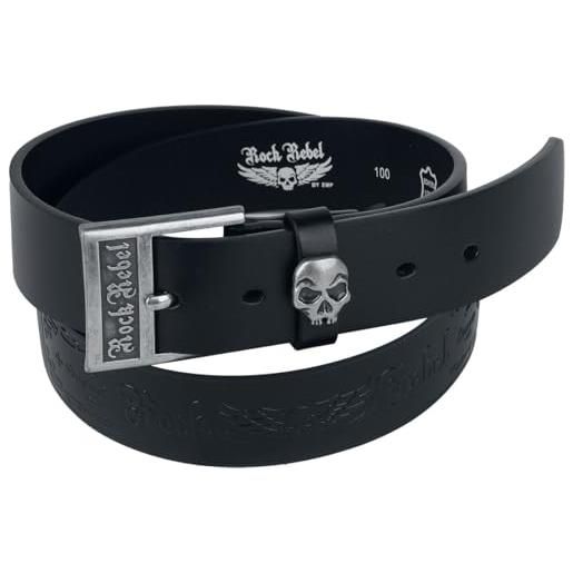 Rock Rebel by EMP unisex cintura nera con dettaglio teschio 90 cm