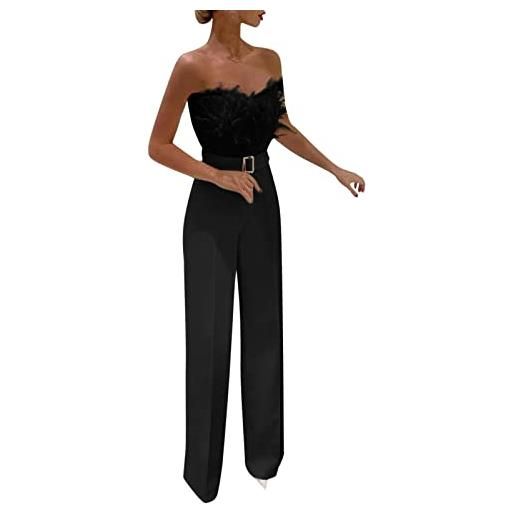 Generico tuta da donna elegante cerimonia monopezzi e tutine da donna lungo vestito senza manica scollo a v playsuit vita alta baggy tuta jumpsuit donna curvy tute pagliaccetti tinta unita matrimonio