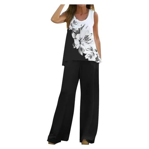 Mobanna completo estivo donna eleganti tailleur pantalone da - vita alta completi estivi larghi 2 pezzi di pantaloni cerimonia confortevole due abiti per matrimoni serate feste comodi