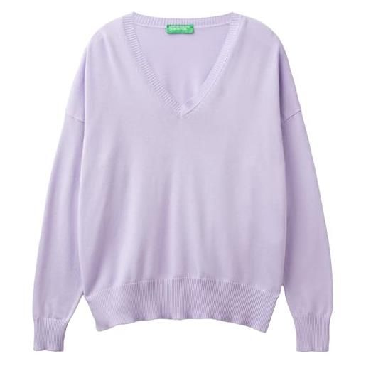 United Colors of Benetton maglia scollo v m/l 103cd401g maglione, malva 26g, xl donna