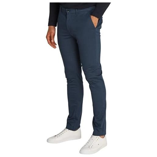 Tommy Hilfiger uomo pantaloni chino bleecker printed structure slim fit, blu (desert sky), 30w/30l