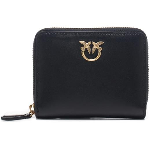 Pinko portafoglio quadrato love one classic in pelle nero