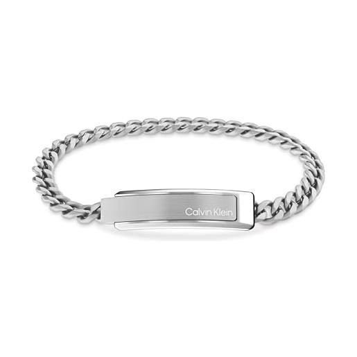 Calvin Klein braccialetto a catena da uomo collezione iconic id in acciaio inossidabile con una placca incisa - 35000048