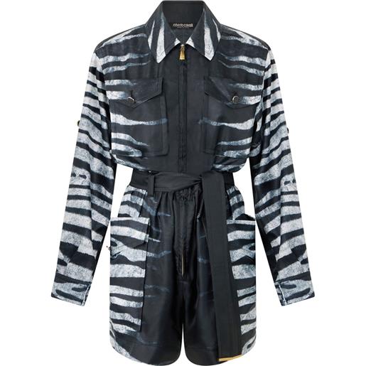 Roberto Cavalli tuta intera con stampa zebra - nero
