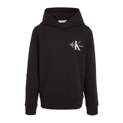 Calvin Klein jeans small monogram hoodie iu0iu00266 felpe, nero (ck black), 8 anni unisex-bambini e ragazzi