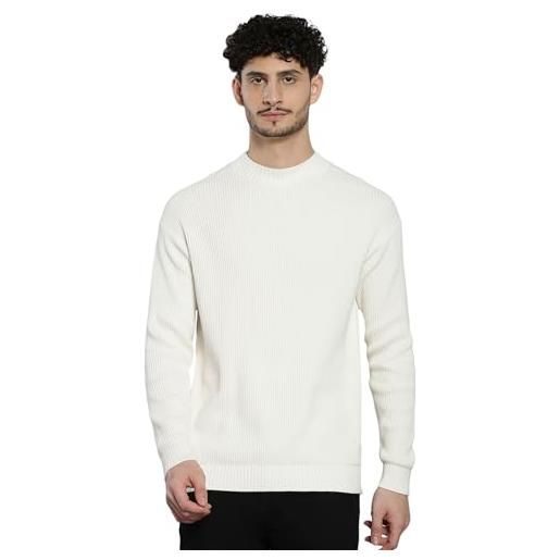 Calvin Klein jeans pullover uomo blown up mock pullover in maglia, bianco (ivory), xl