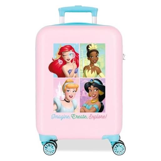 Disney joumma princess - valigia da cabina rosa, 33 x 50 x 20 cm, rigida 2 kg, chiusura a combinazione laterale, in abs, 2 kg, 33 l, bagaglio a mano, rosa, taglia unica, valigia cabina