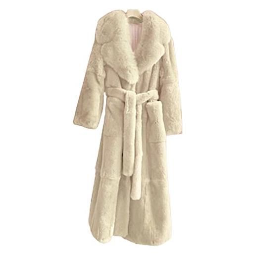 Kuteng cappotto di pelliccia da donna autunno inverno cappotto con risvolto allentato cappotto spesso caldo plus size cappotto da orsacchiotto di peluche femminile, apricot, s