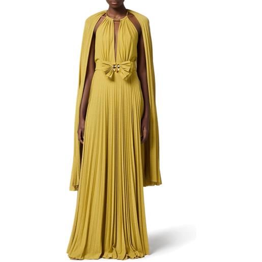 ELISABETTA FRANCHI abito red carpet in jersey lurex con mantellina - abr1351e2 - curry