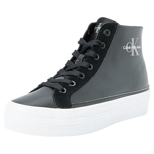 Calvin Klein jeans donna sneakers vulcanizzate flat scarpe, multicolore (black/stormfront), 40