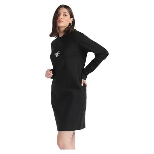 Calvin Klein jeans monologo milano ls tee dress j20j222520 vestiti t-shirt, nero (ck black), m donna