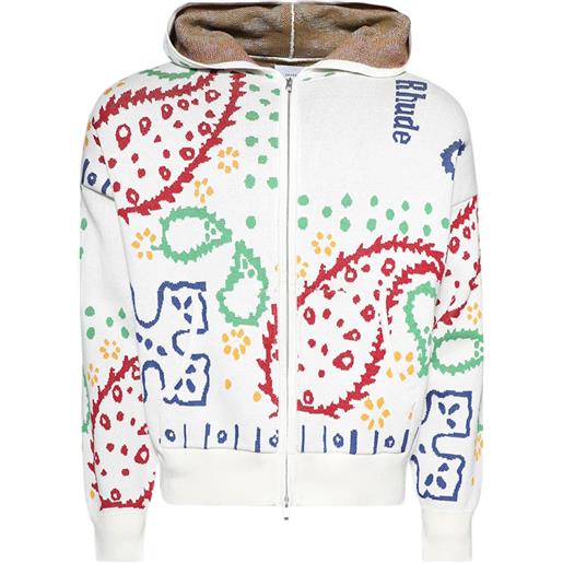 RHUDE felpa con cappuccio e zip - bianco