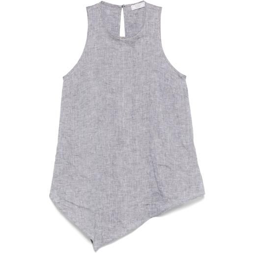 Peserico top asimmetrico in lino - grigio