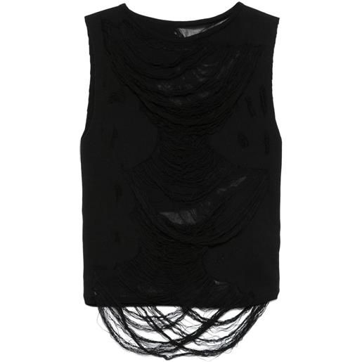 MM6 Maison Margiela canotta con effetto vissuto - nero