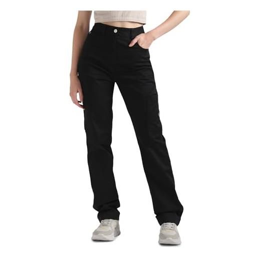 Calvin Klein jeans woven label hr straight pant j20j223117 pantaloni in tessuto, nero (ck black), xxl donna
