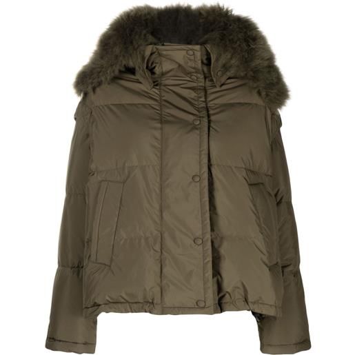 Yves Salomon piumino con cappuccio - verde