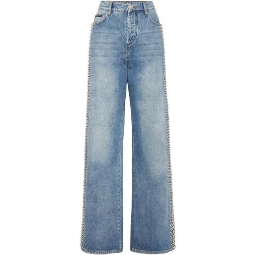 Philipp Plein jeans con cristalli - blu