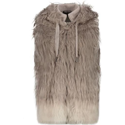 Lorena Antoniazzi gilet in pelliccia di alpaca - toni neutri