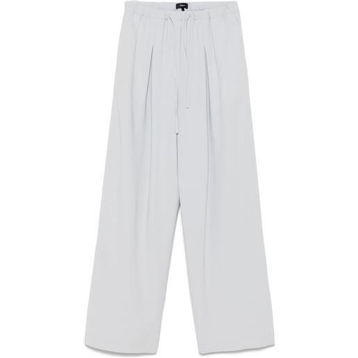 Theory pantaloni in crêpe con pieghe - blu