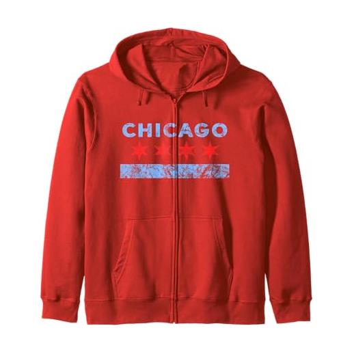 City Pride Apparel chicago zip hoodie - chicago flag hoodie - illinois felpa con cappuccio