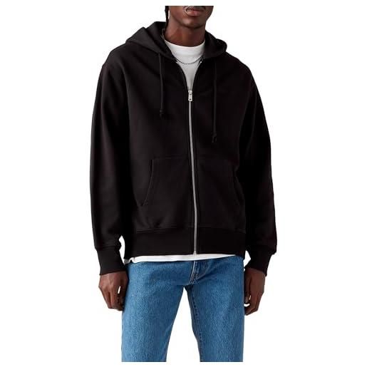 Levi's felpa da uomo autentic full zip, black agate garment dye f black agate, s