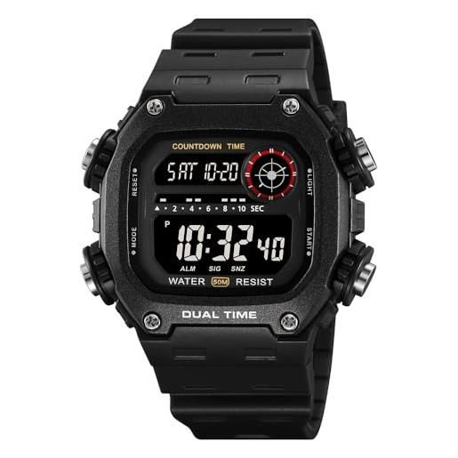 Orologio digitale per bambini Sport all'aria aperta 50M impermeabile orologi elettronici sveglia 12/24 H cronometro calendario ragazzo ragazza orologio da polso, All Blue X (8-15 anni), Digitale