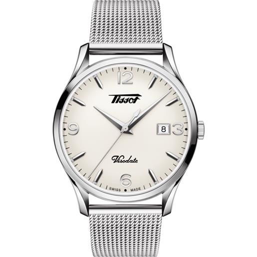 Tissot heritage visodate / orologio uomo / quadrante bianco opale / cassa e bracciale acciaio - t118.410.11.277.00
