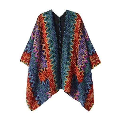 Generico sciarpone donna inverno poncho per donna scialle avvolgente abiti autunnali aperto davanti boho cardigan oversize plaid maglione scialle 𝐂ashmere donna (hot pink, one size)
