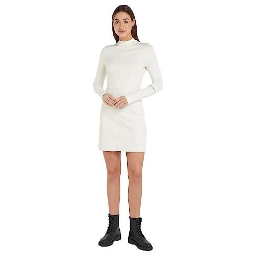 Calvin Klein jeans abito donna coated milano a-line maniche lunghe, bianco (ivory), xs