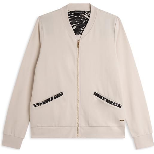 Freddy felpa zip e collo in costina con dettagli animalier