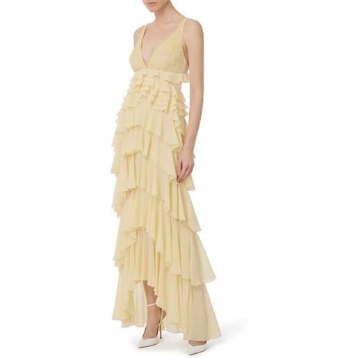 ELISABETTA FRANCHI abito red carpet in georgette con balze - abr4252e2 - lemonade