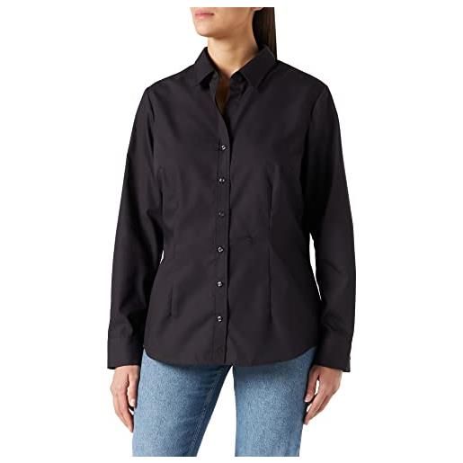 Seidensticker city bluse langarm slim fit uni bügelfrei, camicia donna, nero (schwarz), 42