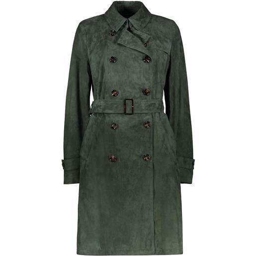 Moorer trench avignon in pelle scamosciata - verde