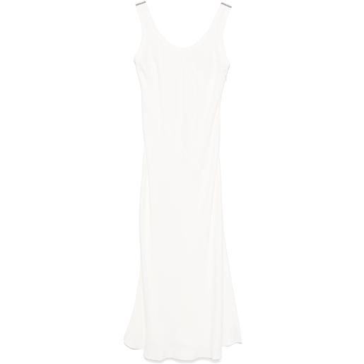 Brunello Cucinelli abito lungo con catena monili - toni neutri