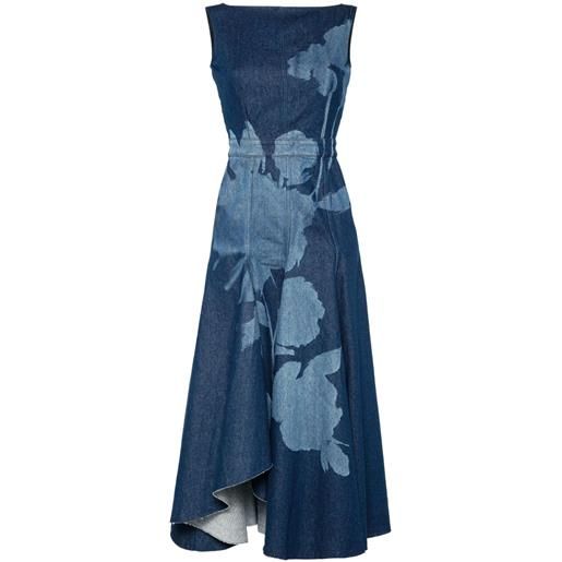 ERDEM abito denim midi svasato - blu
