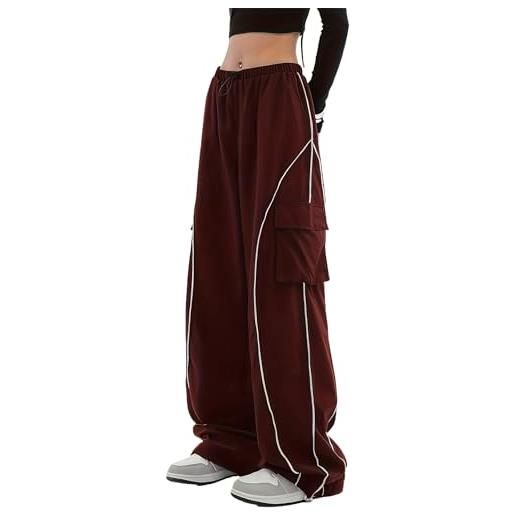Veryin donne y2k baggy track pants paracadute a gamba larga vita elastica cargo sportivi casual con tasche