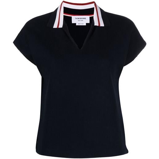 Thom Browne polo con righe a contrasto - blu