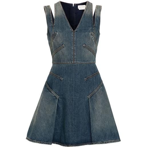 Alexander McQueen abito corto denim - blu