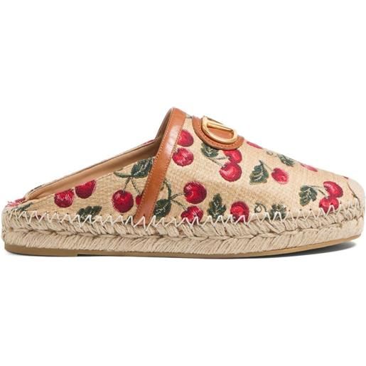 Valentino Garavani mules vlogo signature con stampa cherryfic 25mm - toni neutri